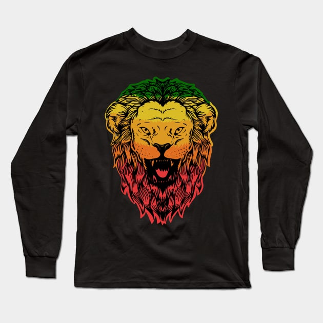 Rasta Lion, Rasta Colors, Rastafarian, African Long Sleeve T-Shirt by tman4life